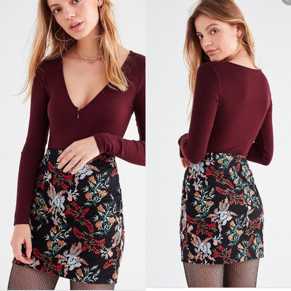 Floral Black Skirt